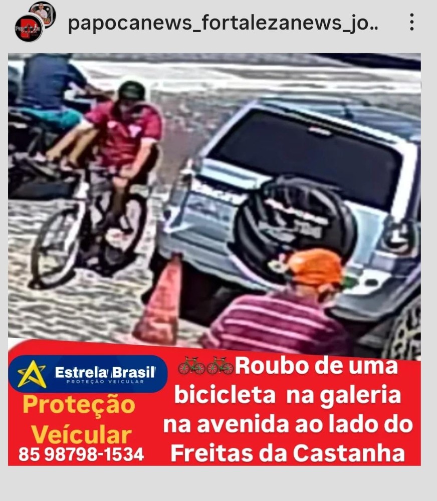 Bicicleta Roubada na avenida em Cascavel Ceará. Tok na tela / vê a notícia